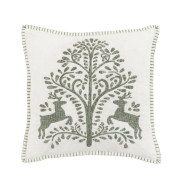 Embroidered Green Reindeer Cushion – Folk-Inspired Christmas Decor 